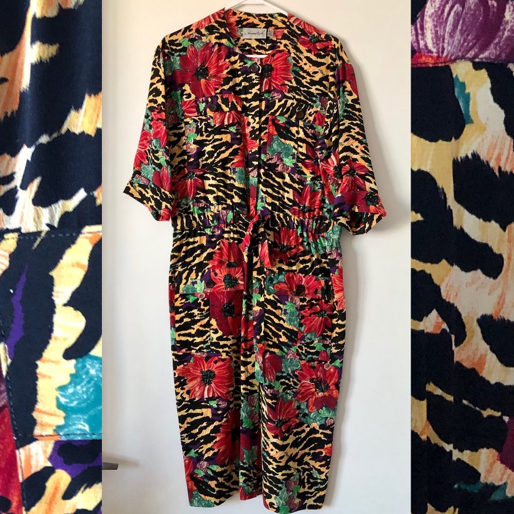 VTG 80s Adrianna Papell 100% Silk Dress - Size 4